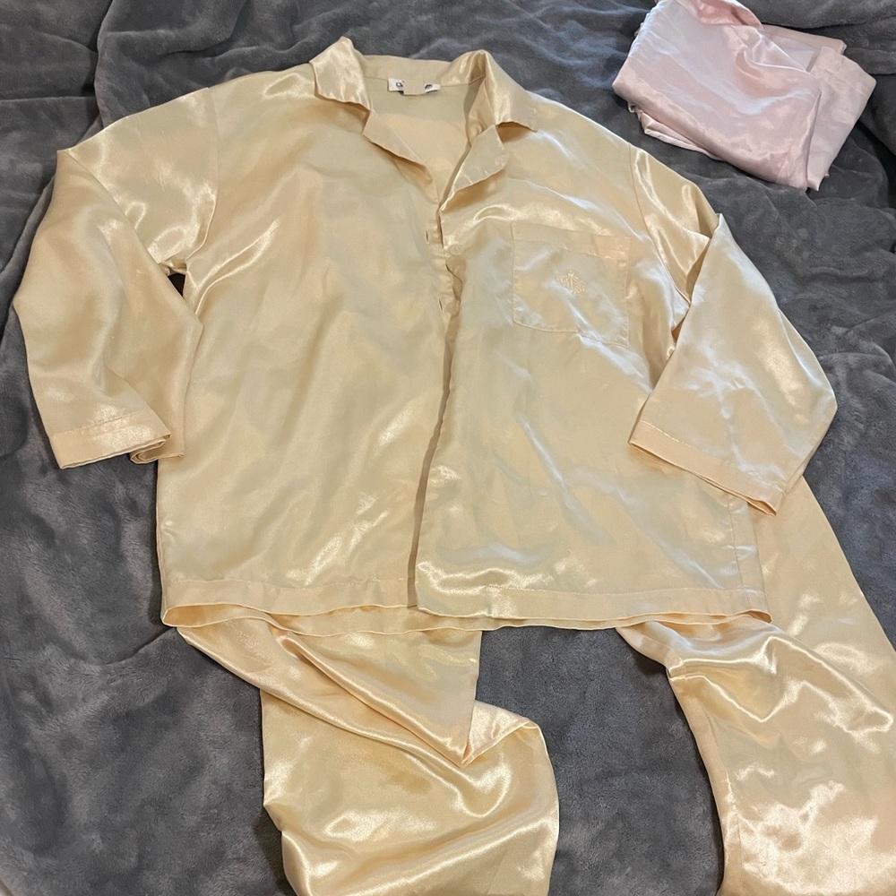 Butter yellow vintage Dior Satin Pajama Set